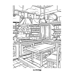 Restaurant Kitchen Coloring Page