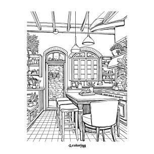 Modern Interior Kitchen Coloring Page