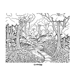Forest Landscape Coloring Page