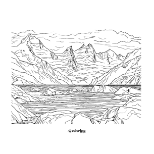 Glacier Landscape Coloring Page