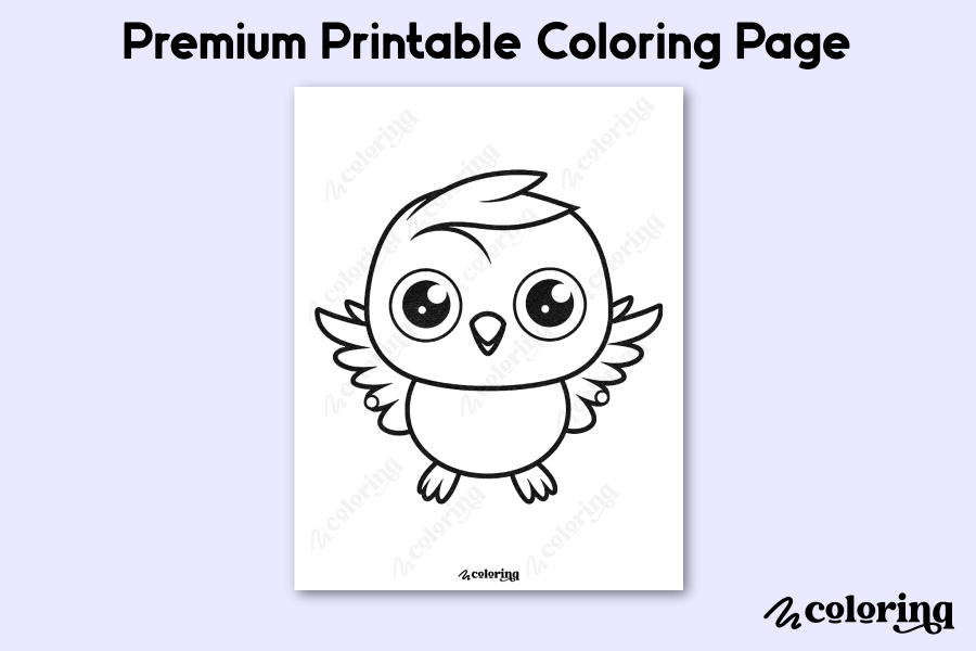 Kawaii Animals Bird Coloring Page