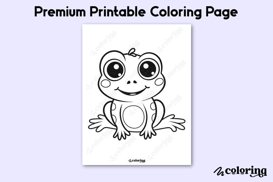 Kawaii Animals Frog Coloring Page