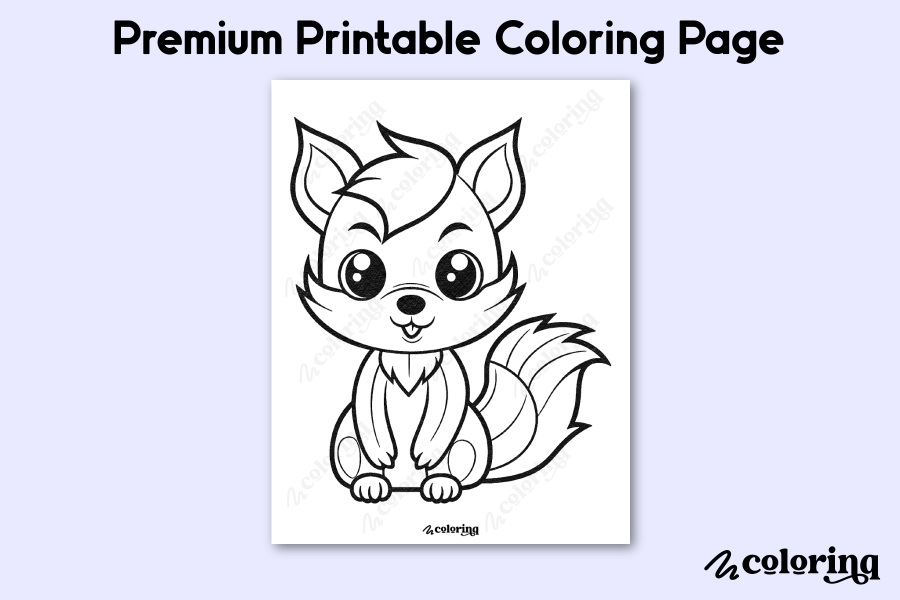 Kawaii Animals Squirrel Coloring Page