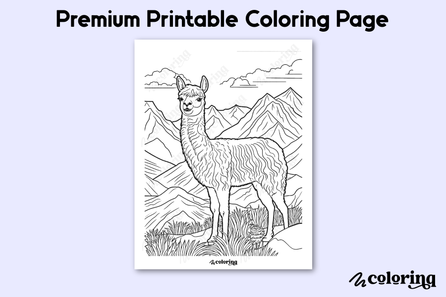 Landscape with a Lama Coloring Page
