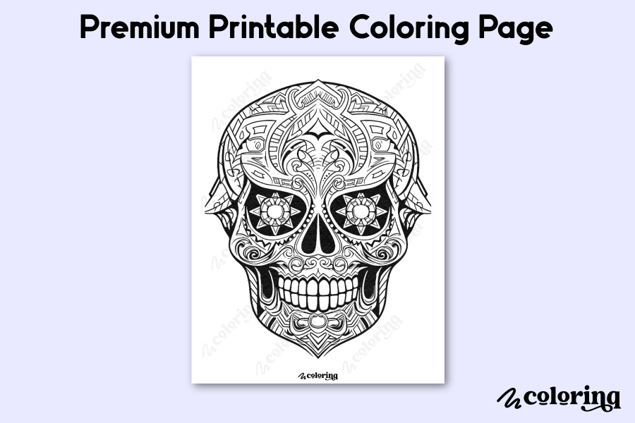 Funny Sugar Skull Coloring Page