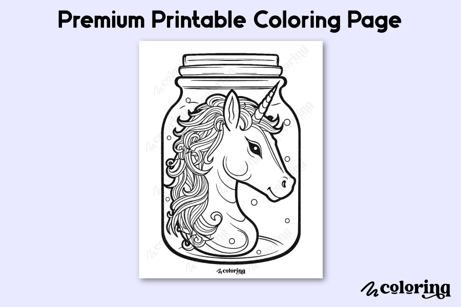 Unicorn in a Jar Coloring Page